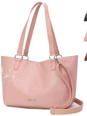 Waterproof PU Leather Woven Tote - Large Shoulder Crossbody Bag for Women